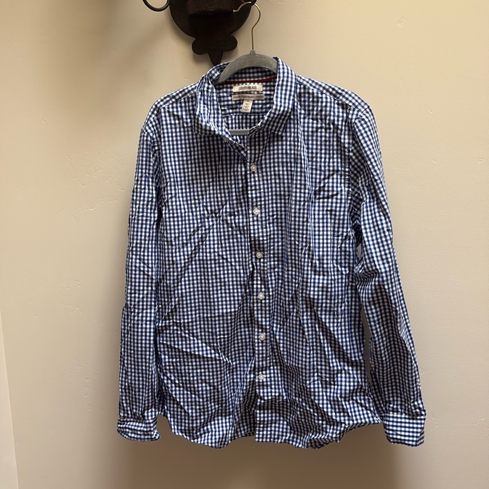 Goodthreads Blue and White Gingham Button-Down Shirt